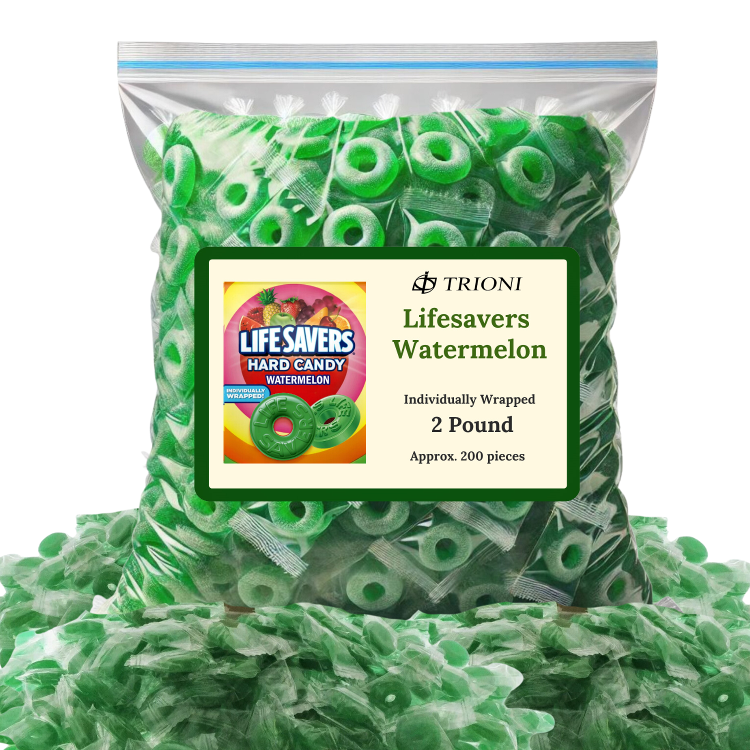 Life Savers Hard Candy Individually Wrapped - 2 LB of Lifesavers Watermelon Fruit Flavor - TRIONI Treats