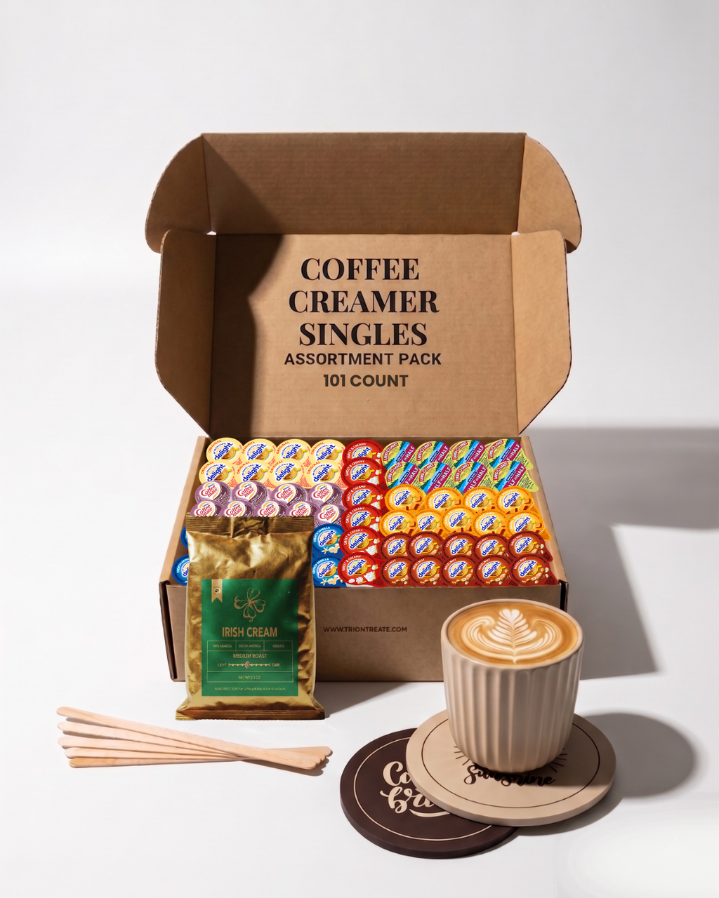 International Delight 7-Flavor Creamer Singles & Coffee Kit – 101 Count Variety Pack - TRIONI Treats