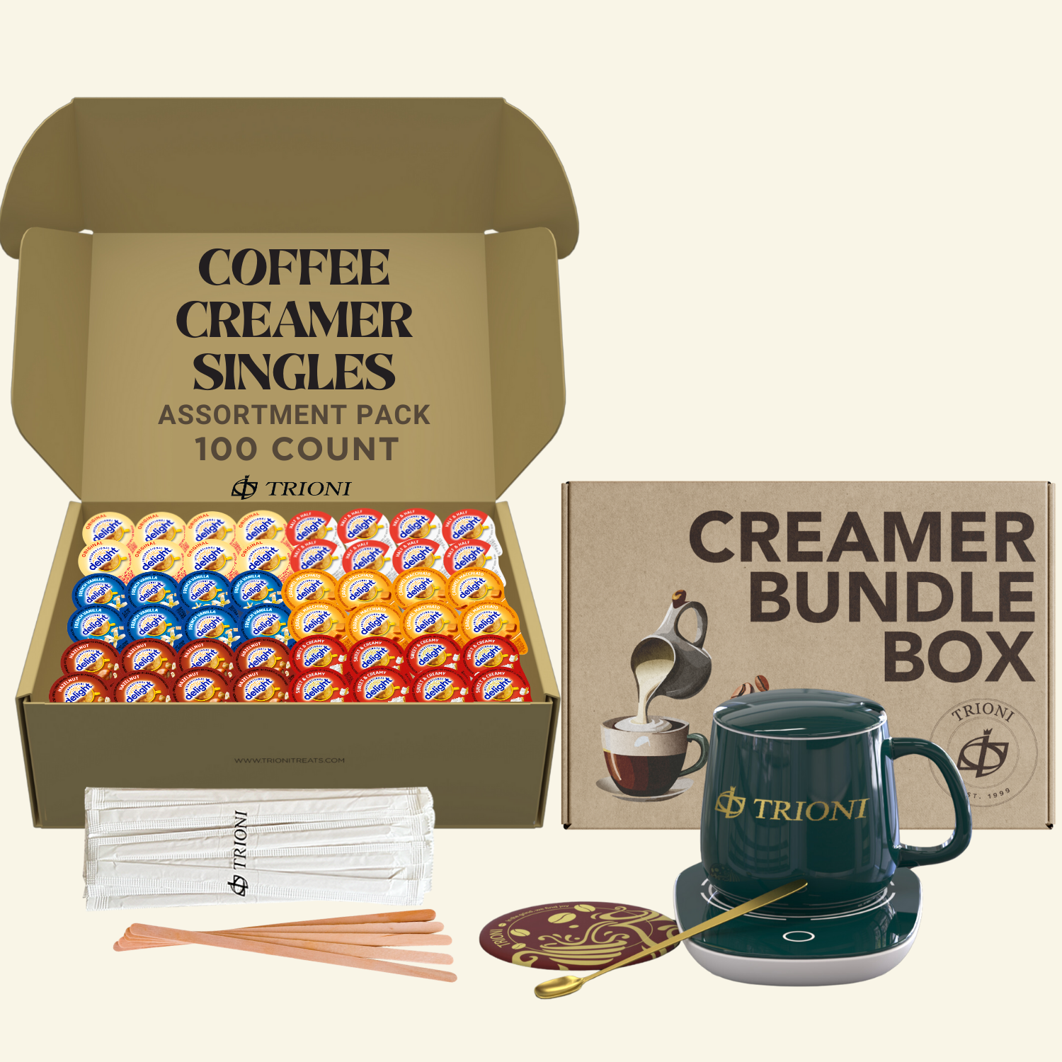 International Delight Coffee Creamer Singles Variety Pack - Sweet Cream and 5 More Flavors - TRIONI Treats