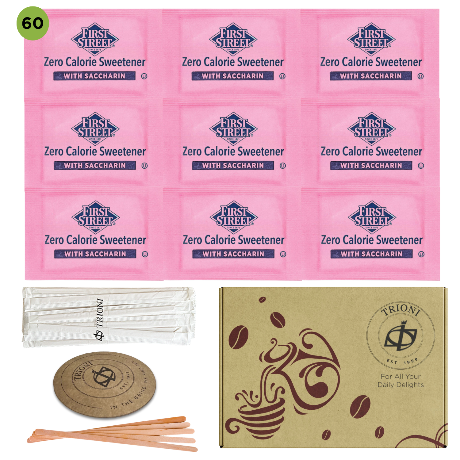 Custom Sugar and Sweetener Assortment Packets - Mix & Match (40 - 60ct each) - TRIONI Treats