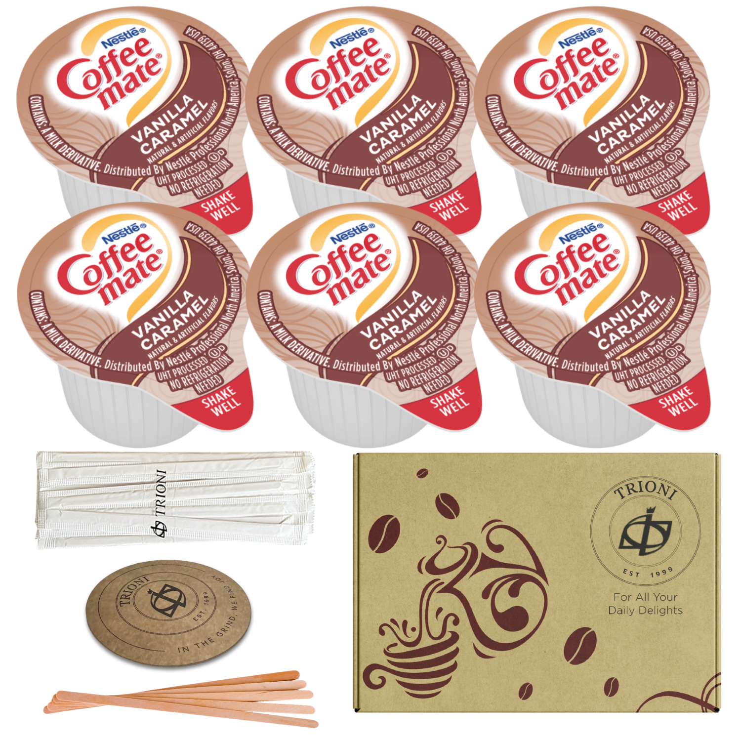 Custom Mix & Match Coffee Mate Creamer Singles & Stok Espresso Shots (6ct each) - TRIONI Treats