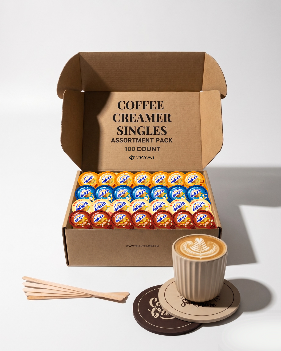 International Delight Coffee Creamer Singles Variety Pack with Caramel Macchiato & More - TRIONI Treats