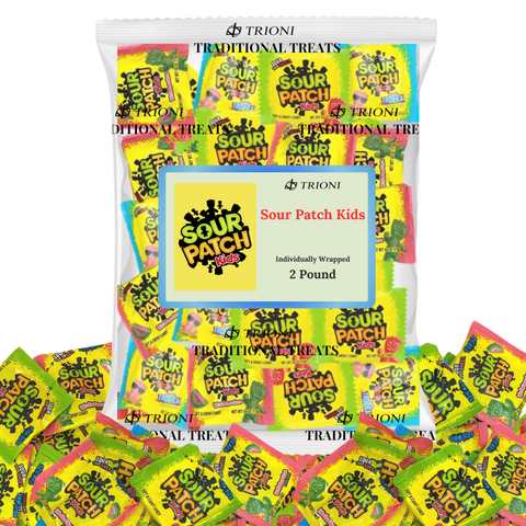 Sour Patch Kids Fun Size Candy - 2LB of Tropical, Watermelon, and Original Individually Wrapped Variety Pack