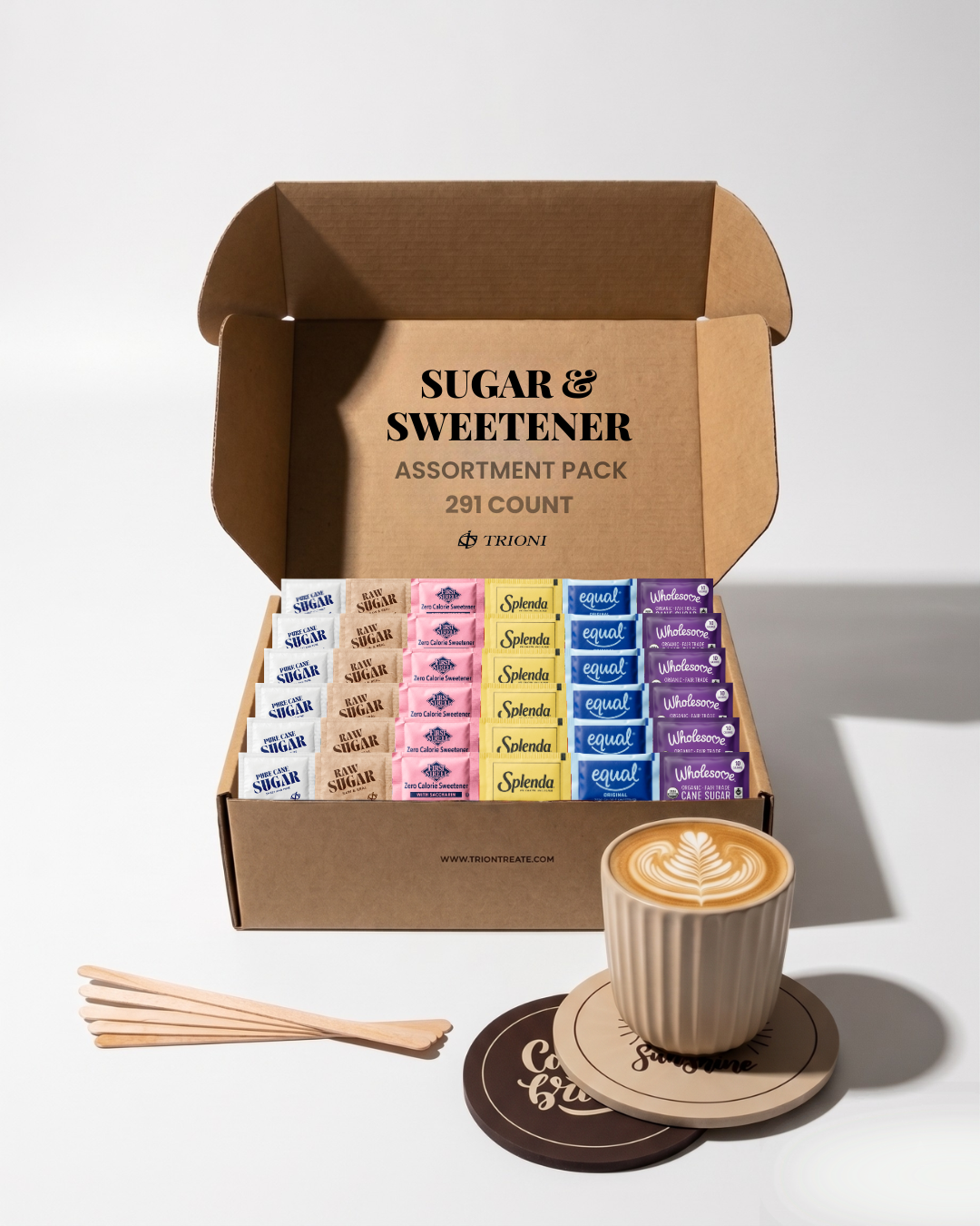 Sugar and Sweetener Packet Assortment – 291 or 422 Count Variety Packs - TRIONI Treats