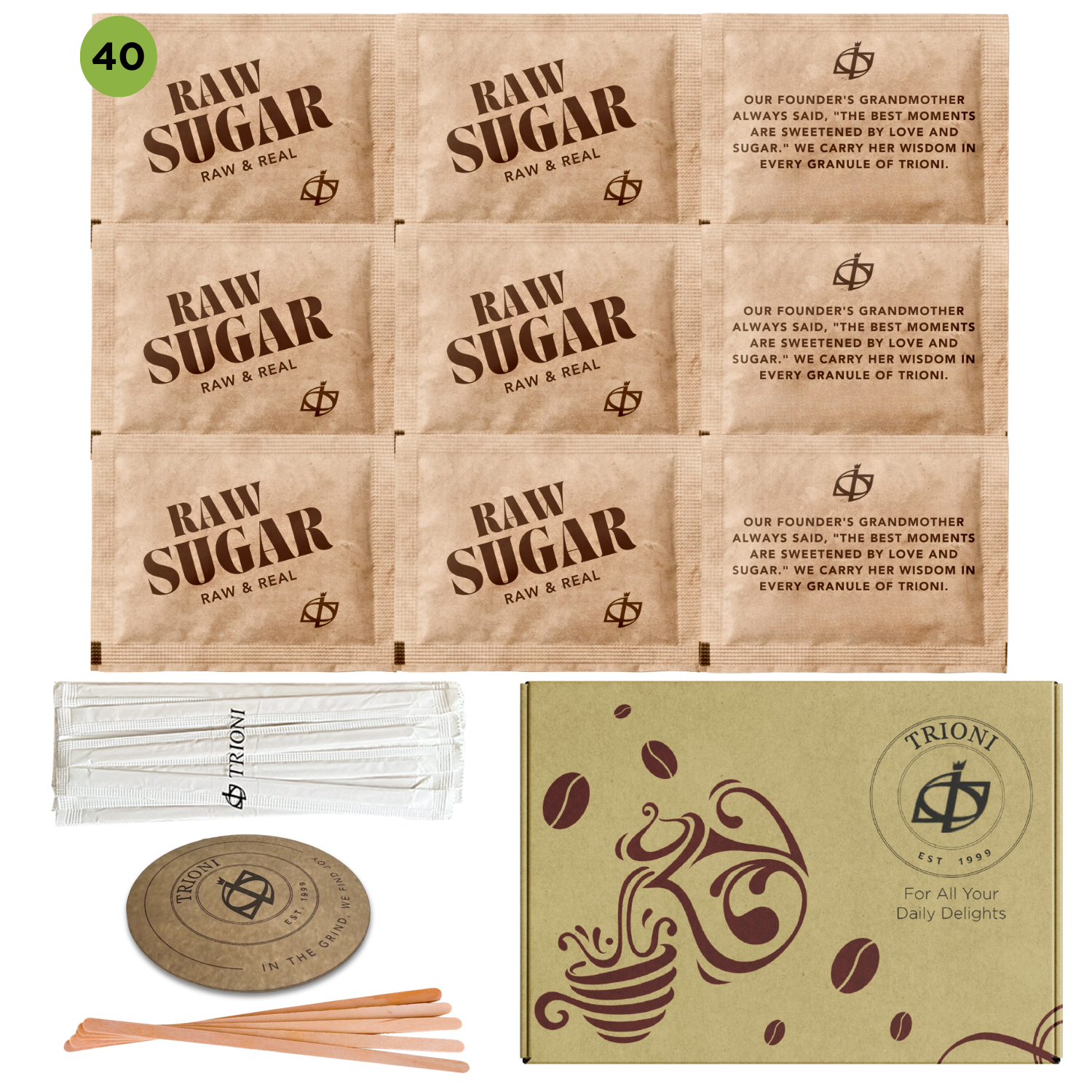 Custom Sugar and Sweetener Assortment Packets - Mix & Match (40 - 60ct each) - TRIONI Treats