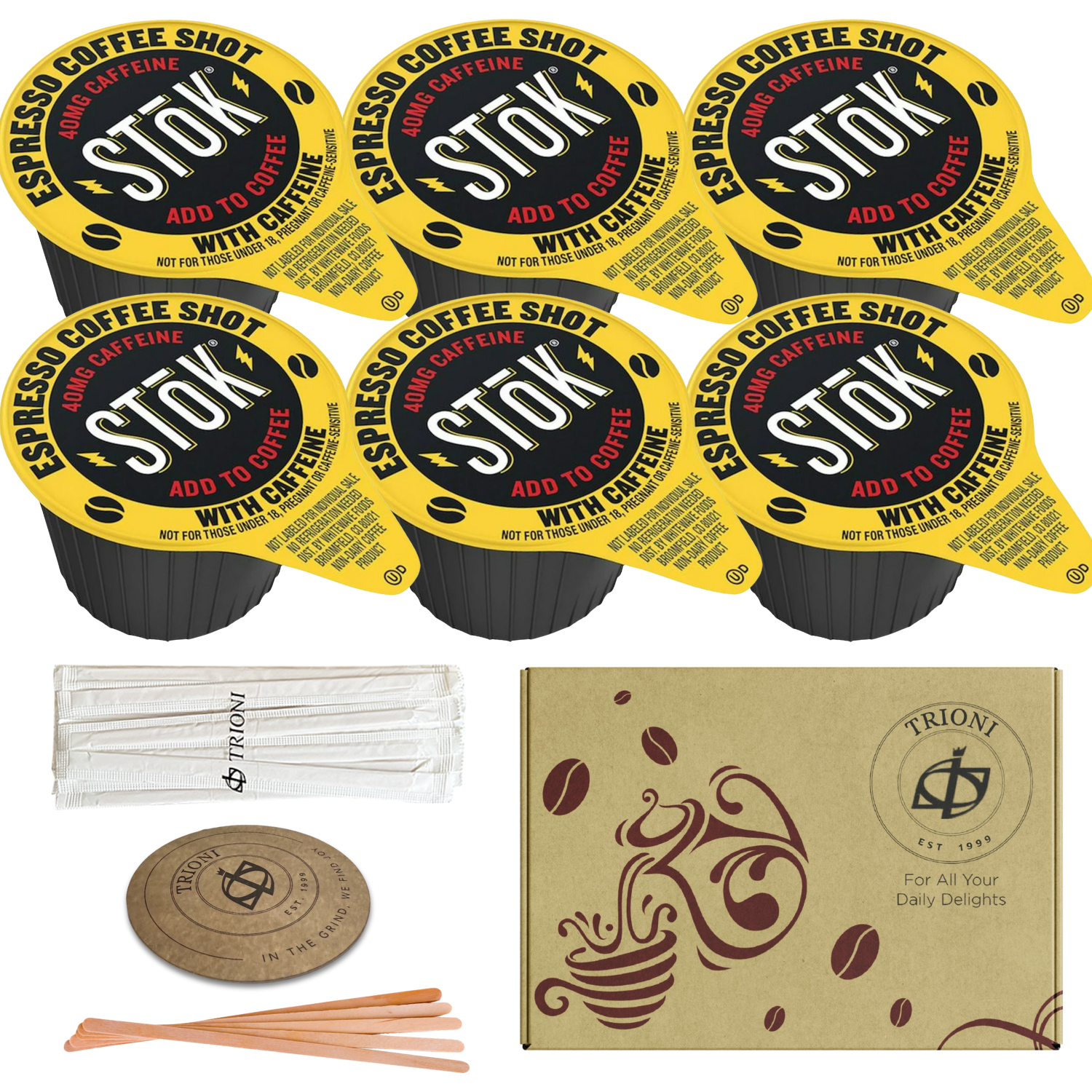 Custom Mix & Match Coffee Mate Creamer Singles & Stok Espresso Shots (6ct each) - TRIONI Treats