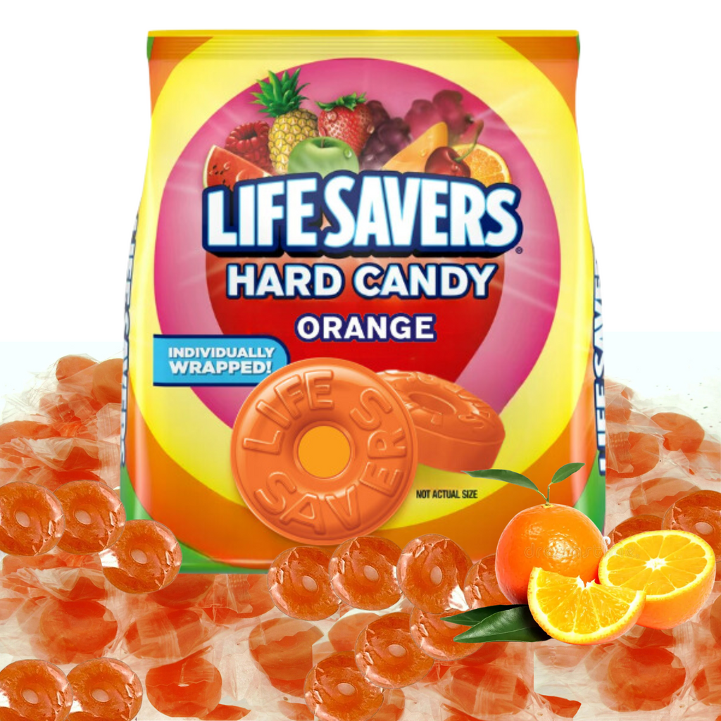 Lifesavers Orange Fruit Flavor Individually Wrapped Hard Candy - 2 pound bag of Life Savers Orange Hard Candy. - TRIONI Treats
