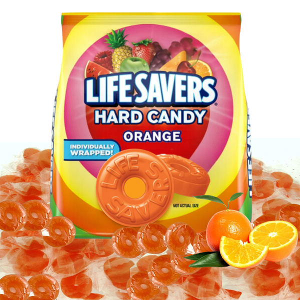 Lifesavers Orange Fruit Flavor Individually Wrapped Hard Candy - 2 pound bag of Life Savers Orange Hard Candy.