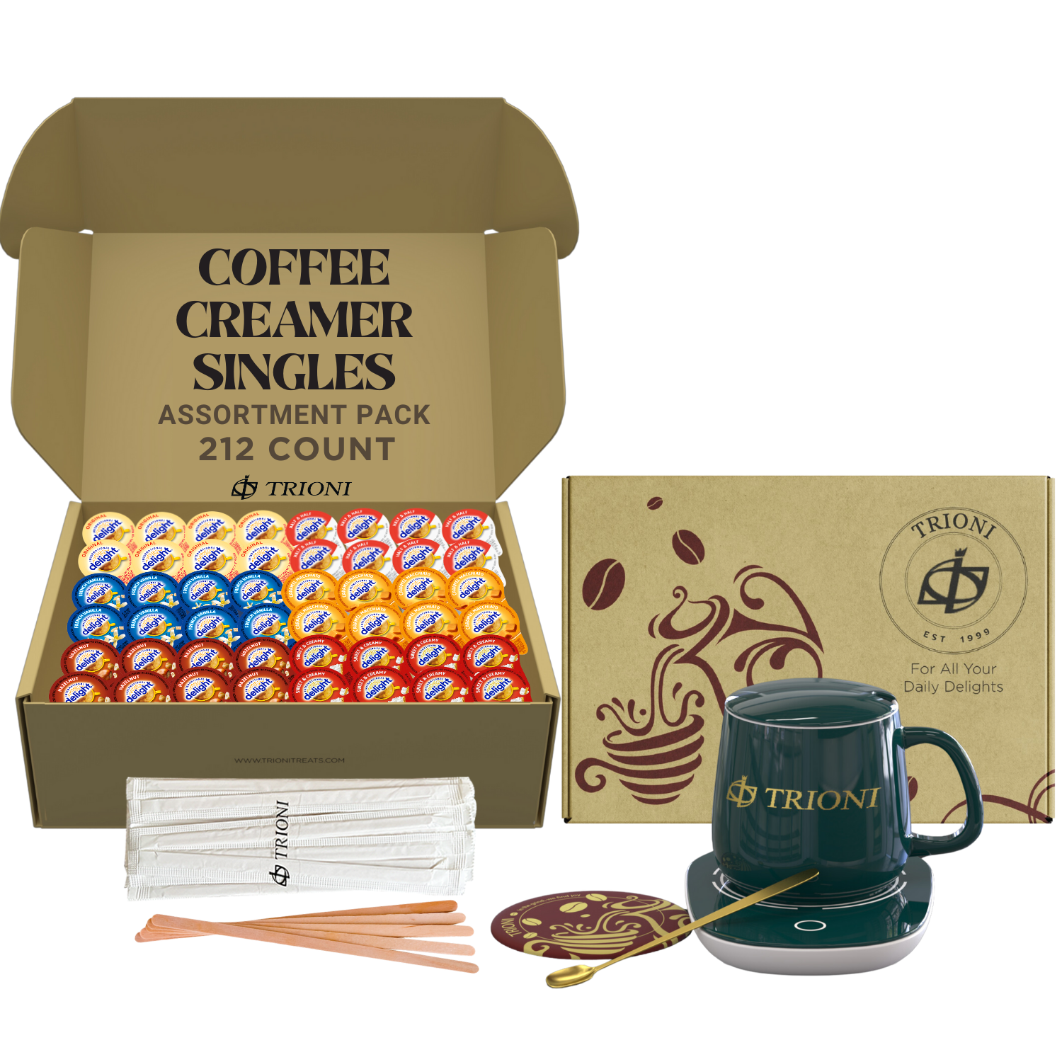 International Delight Coffee Creamer Singles Variety Pack - Sweet Cream and 5 More Flavors - TRIONI Treats