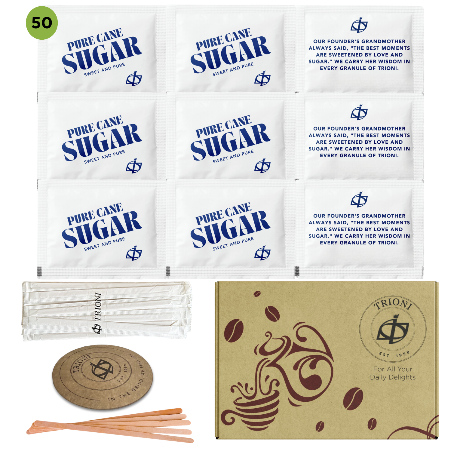 Custom Sugar and Sweetener Assortment Packets - Mix & Match (40 - 60ct each) - TRIONI Treats
