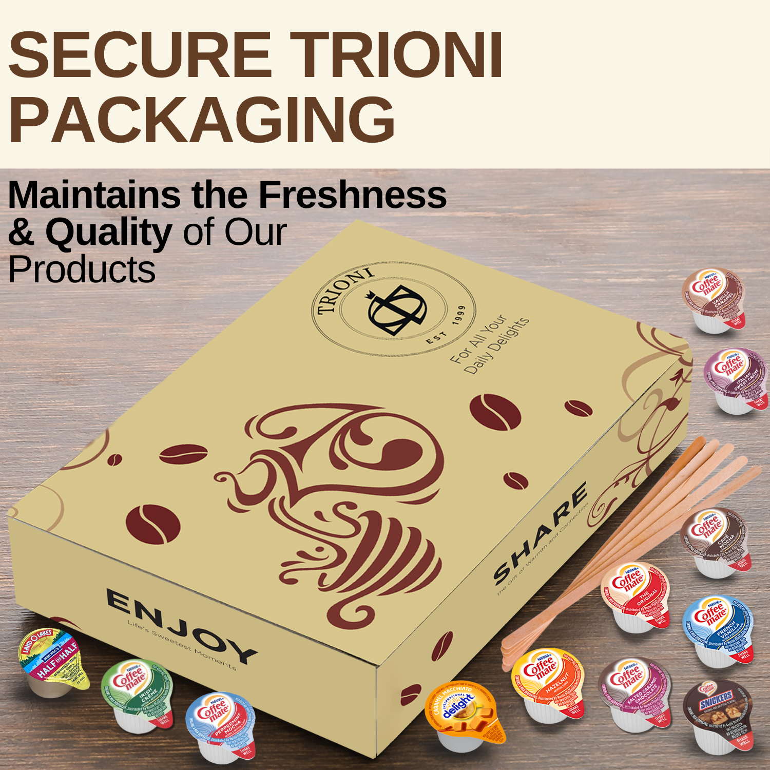 Coffee Mate Coffee Creamer Singles Variety Pack - 12 Flavored Creamer Pods - TRIONI Treats