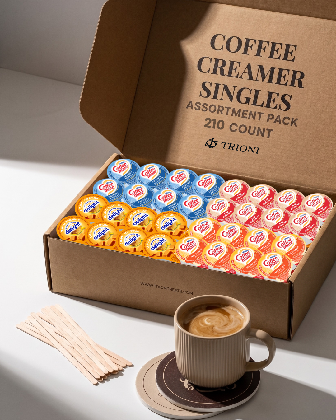 Coffee Mate Creamer Singles Variety Pack with Caramel Macchiato & More - TRIONI Treats