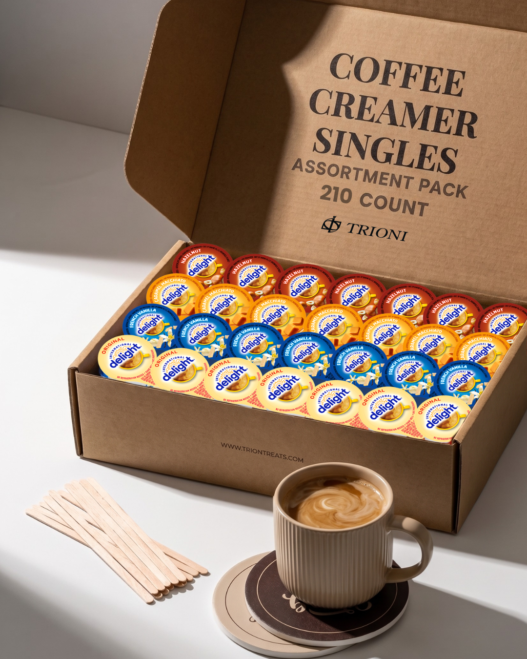 International Delight Coffee Creamer Singles Variety Pack with Caramel Macchiato & More - TRIONI Treats