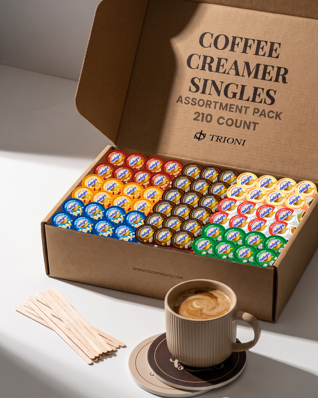 International Delight Coffee Creamer Singles 7-Flavor Variety Pack with Hershey’s, Irish Crème & More - TRIONI Treats