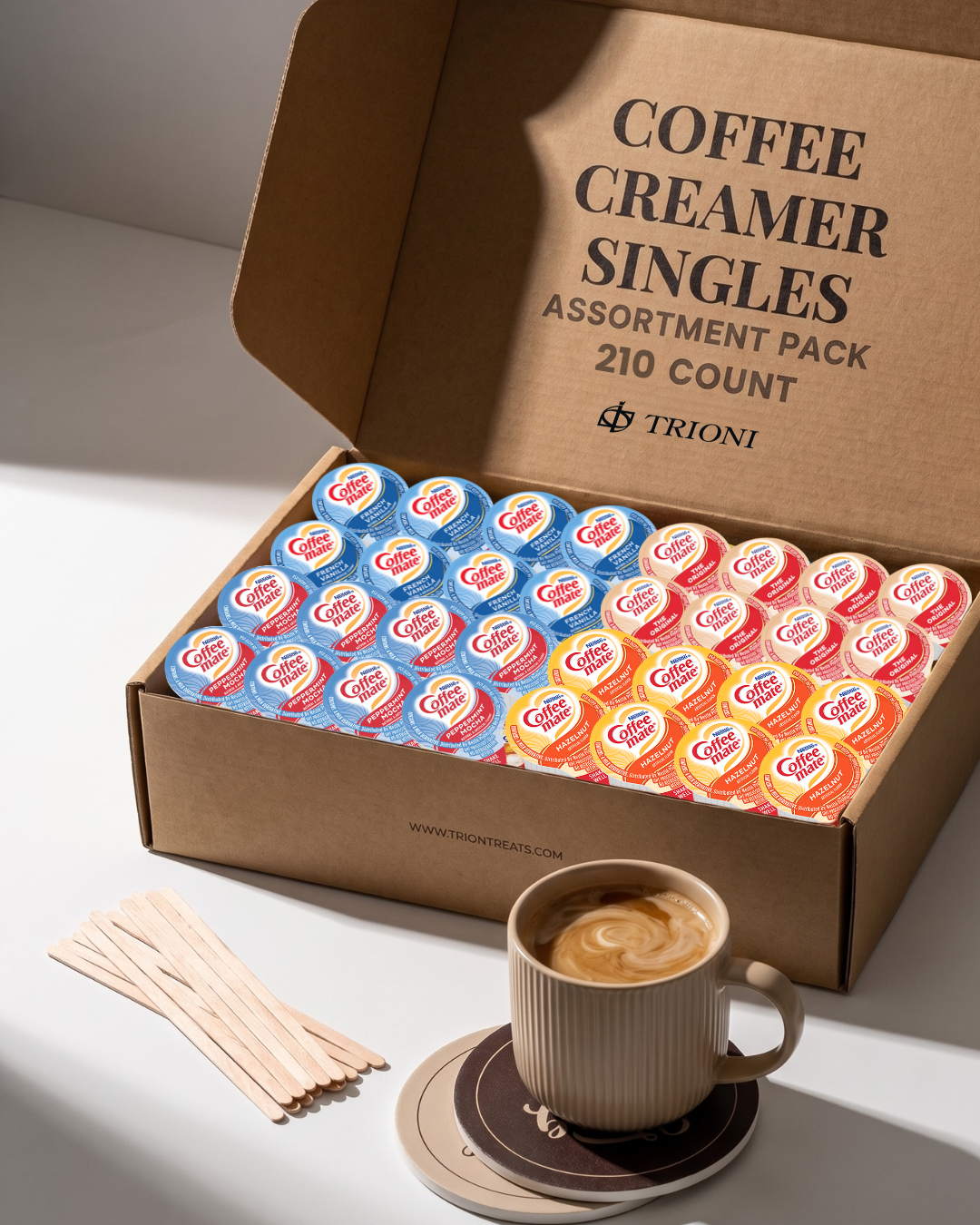 Coffee Mate Creamer Singles Variety Pack with Peppermint Mocha & More - TRIONI Treats