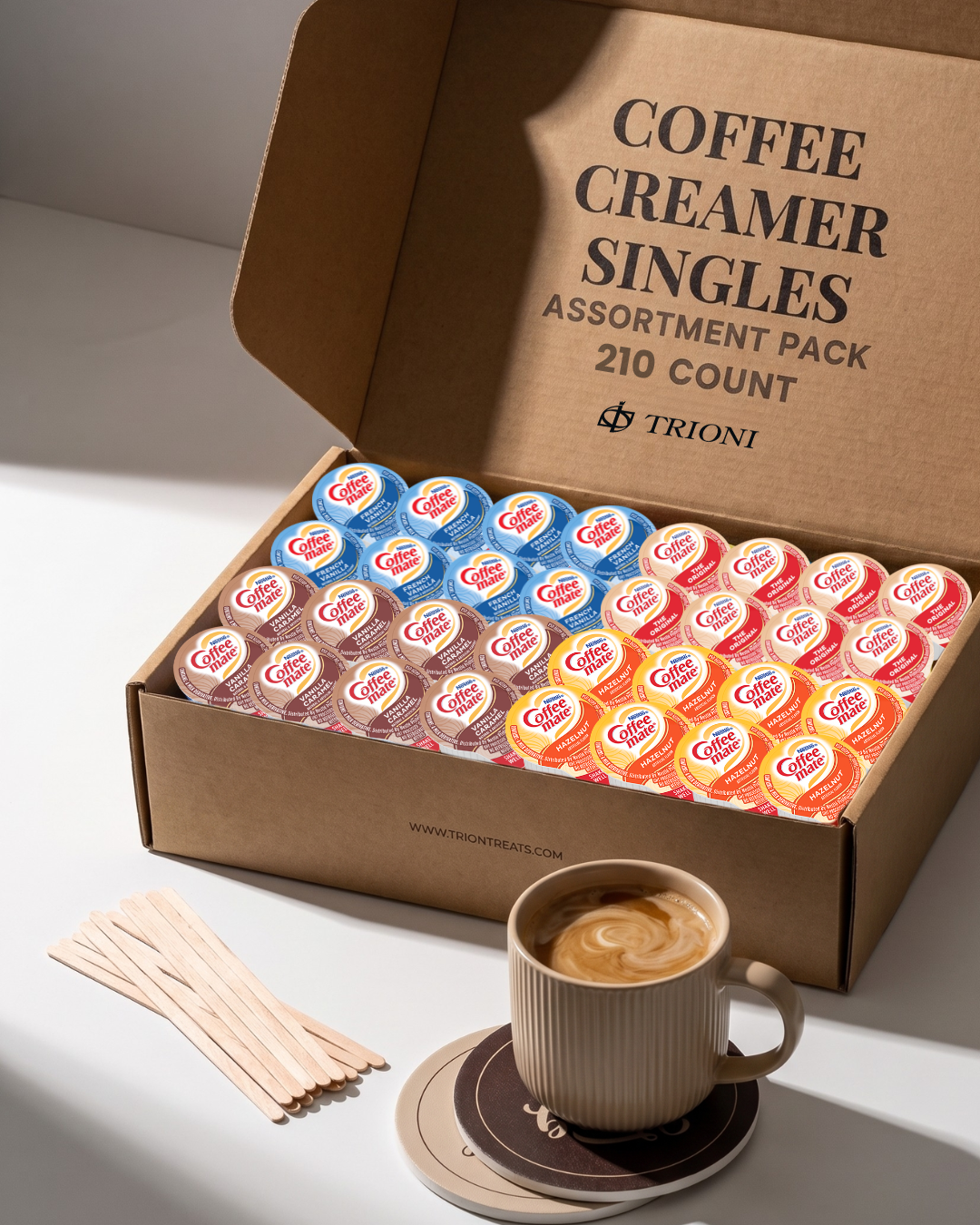 Coffee Mate Creamer Singles Variety Pack with Vanilla Caramel & More - TRIONI Treats