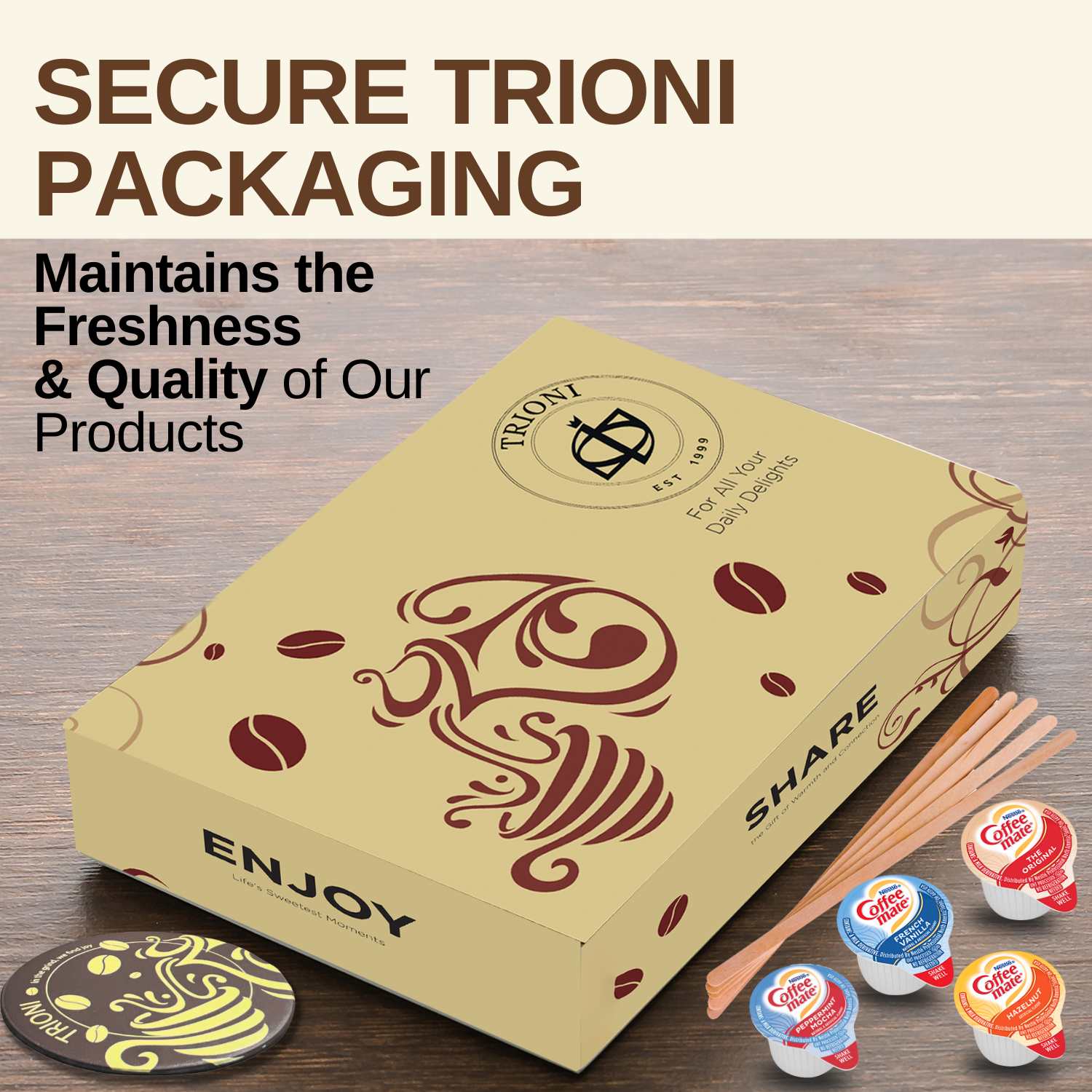 Coffee Mate Coffee Creamer Singles Variety Pack - Peppermint Mocha and 3 More Flavors - TRIONI Treats