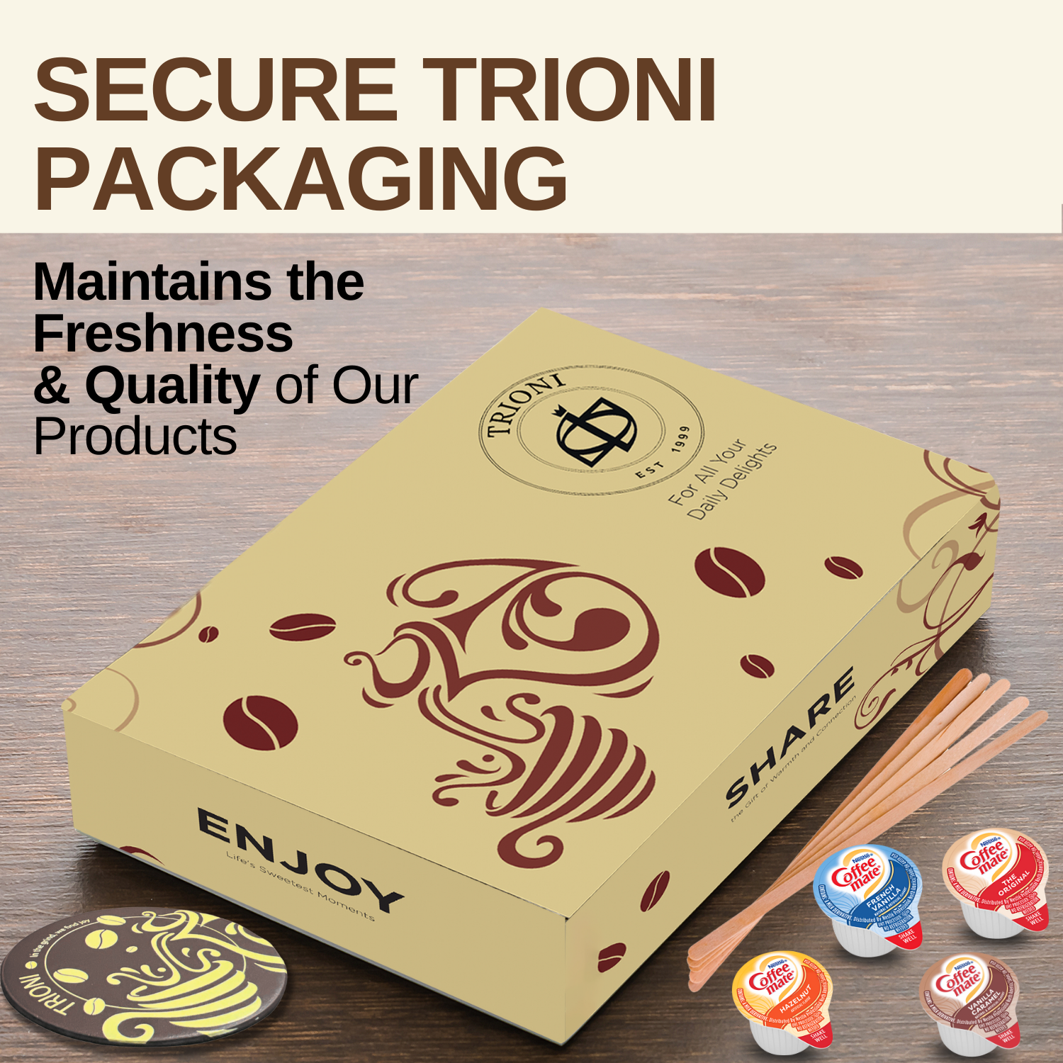 Coffee Mate Coffee Creamer Singles Variety Pack - Vanilla Caramel and 3 More Flavors - TRIONI Treats