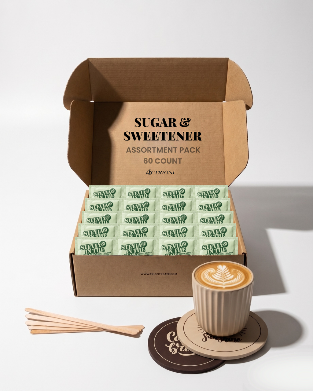 Custom Sugar and Sweetener Assortment Packets - Mix & Match (40 - 60ct each) - TRIONI Treats