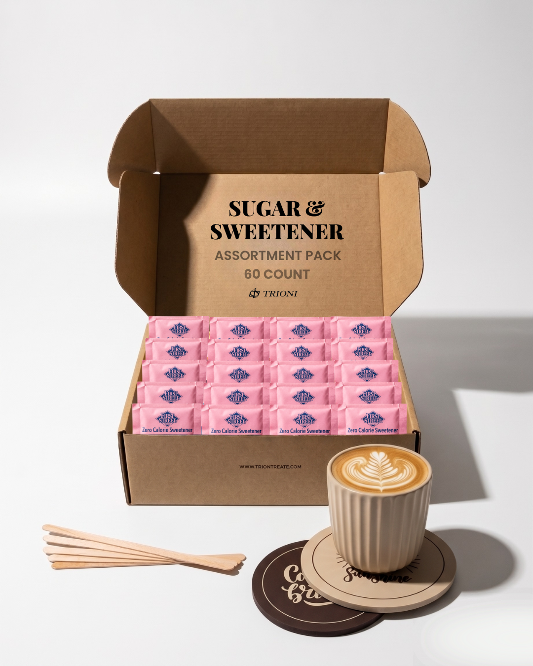 Custom Sugar and Sweetener Assortment Packets - Mix & Match (40 - 60ct each) - TRIONI Treats
