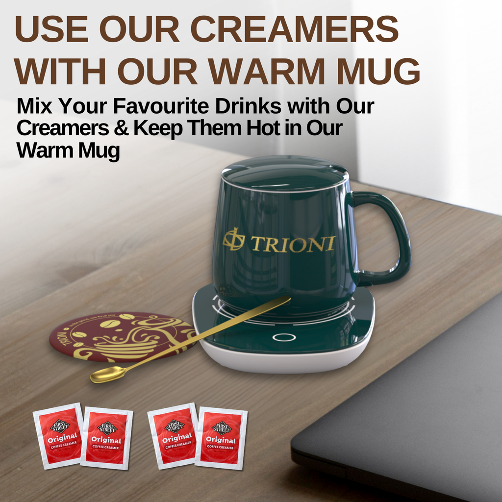 Original Coffee Creamer Singles Powder Packets 86 & 171 ct with TRIONI Coasters & Stirrers - TRIONI Treats