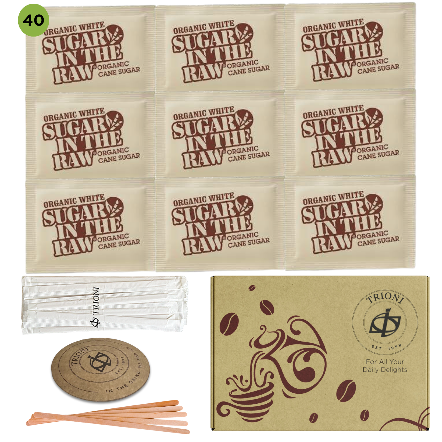 Custom Sugar and Sweetener Assortment Packets - Mix & Match (40 - 60ct each) - TRIONI Treats