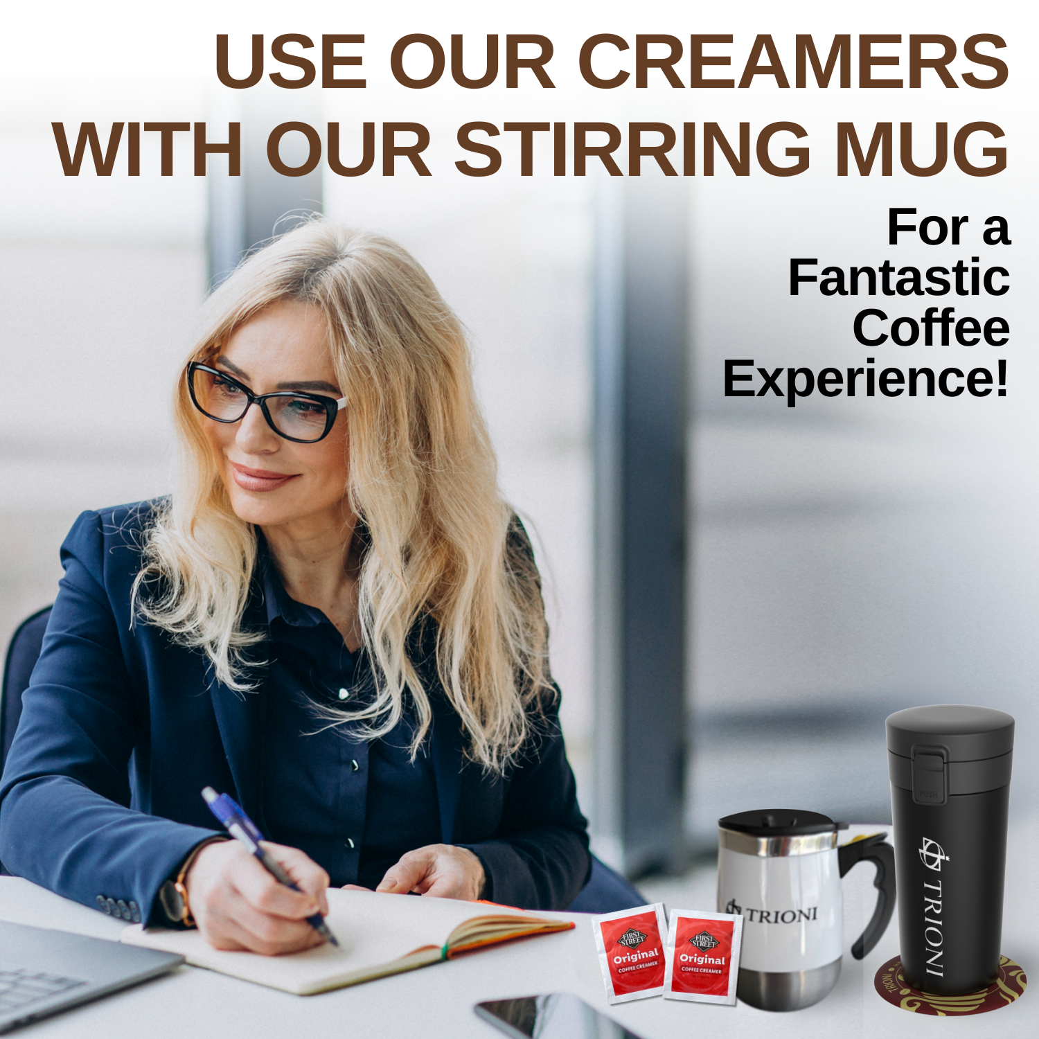 Original Coffee Creamer Singles Powder Packets 86 & 171 ct with TRIONI Coasters & Stirrers - TRIONI Treats