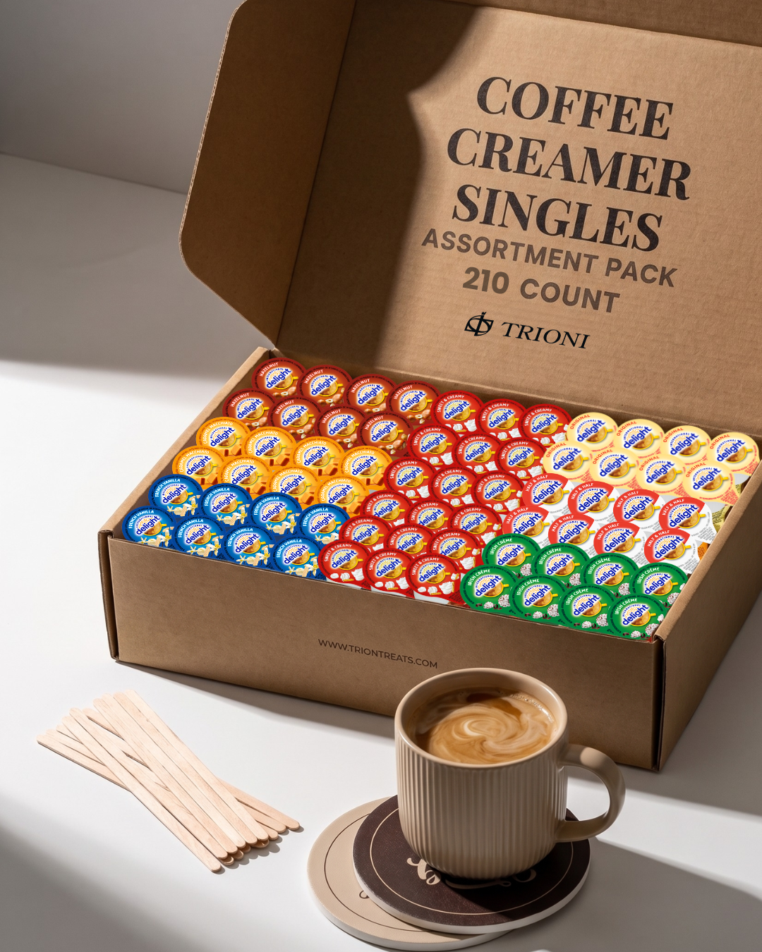 International Delight Coffee Creamer Singles 7-Flavor Variety Pack with Sweet Cream, Irish Crème & More - TRIONI Treats