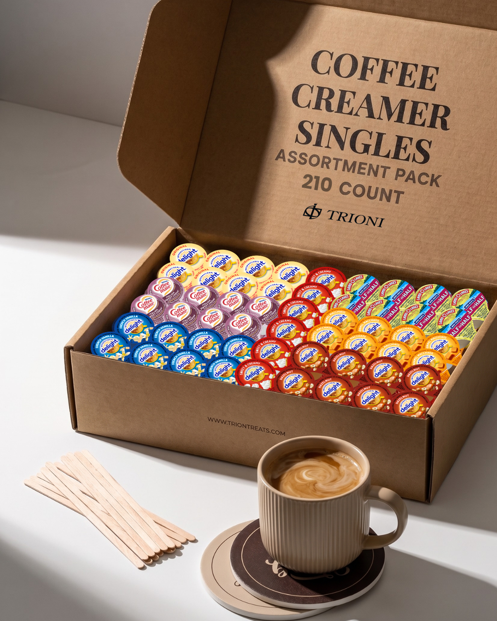 International Delight Coffee Creamer Singles 7-Flavor Variety Pack with Sweet Cream, Italian Sweet Cream & More - TRIONI Treats
