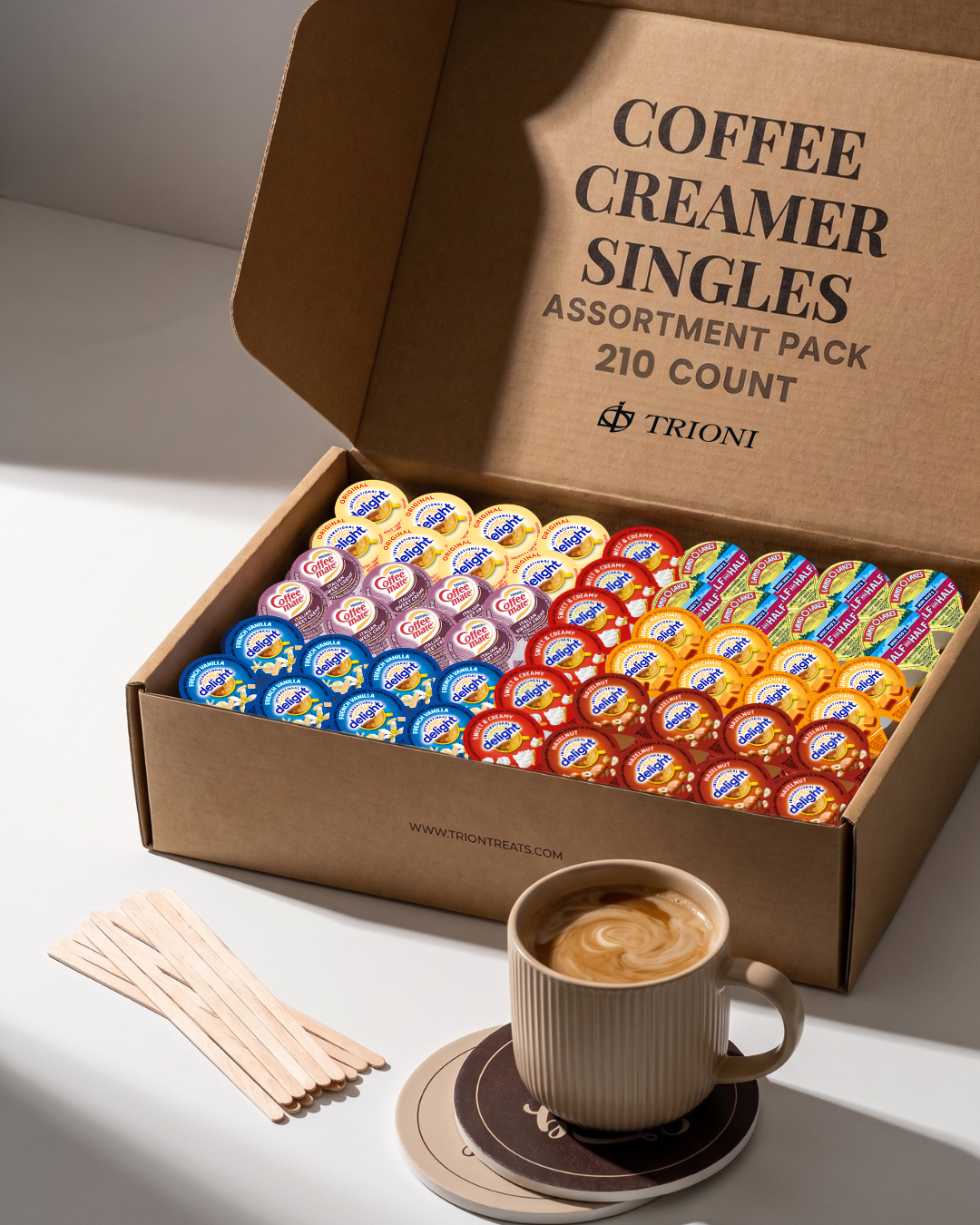 International Delight Coffee Creamer Singles 7-Flavor Variety Pack with Sweet Cream, Italian Sweet Cream & More - TRIONI Treats