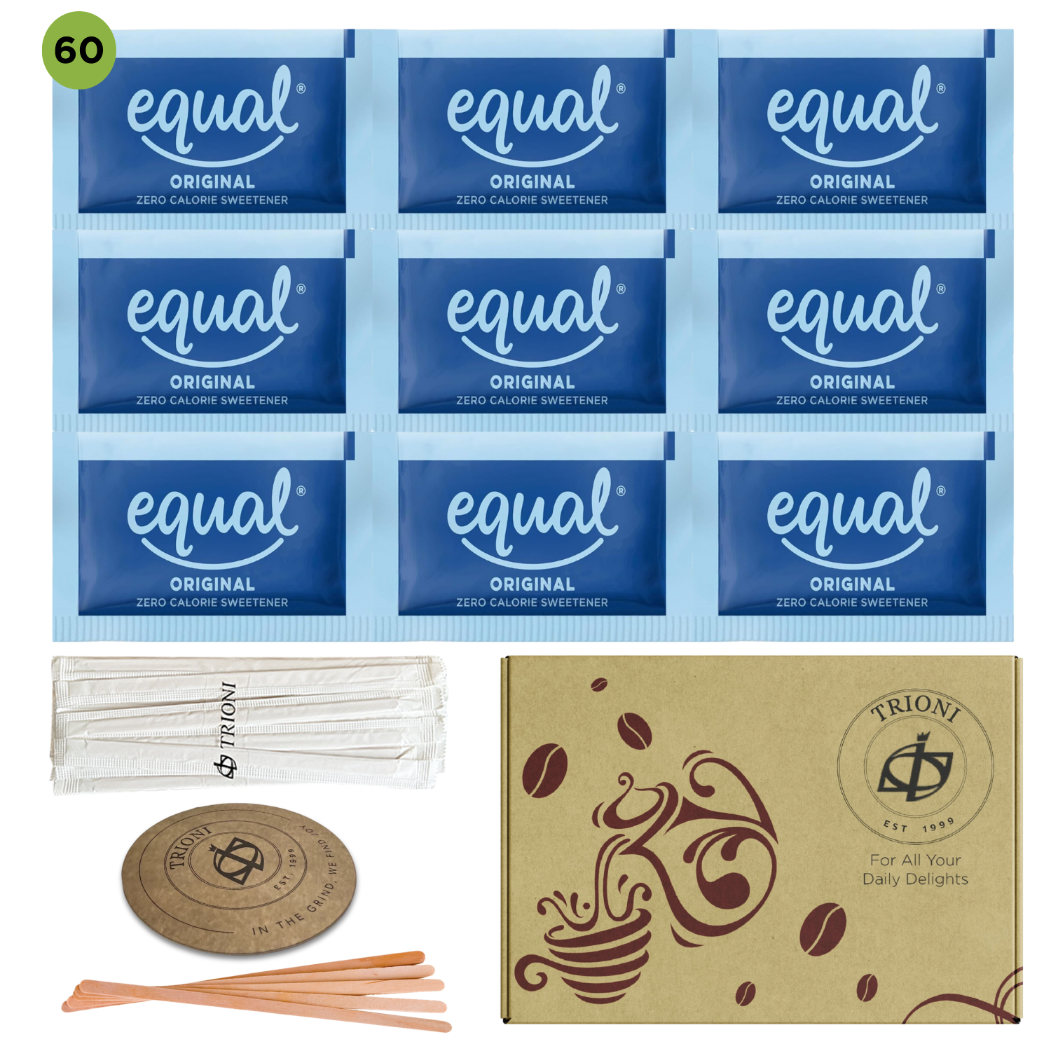 Custom Sugar and Sweetener Assortment Packets - Mix & Match (40 - 60ct each) - TRIONI Treats