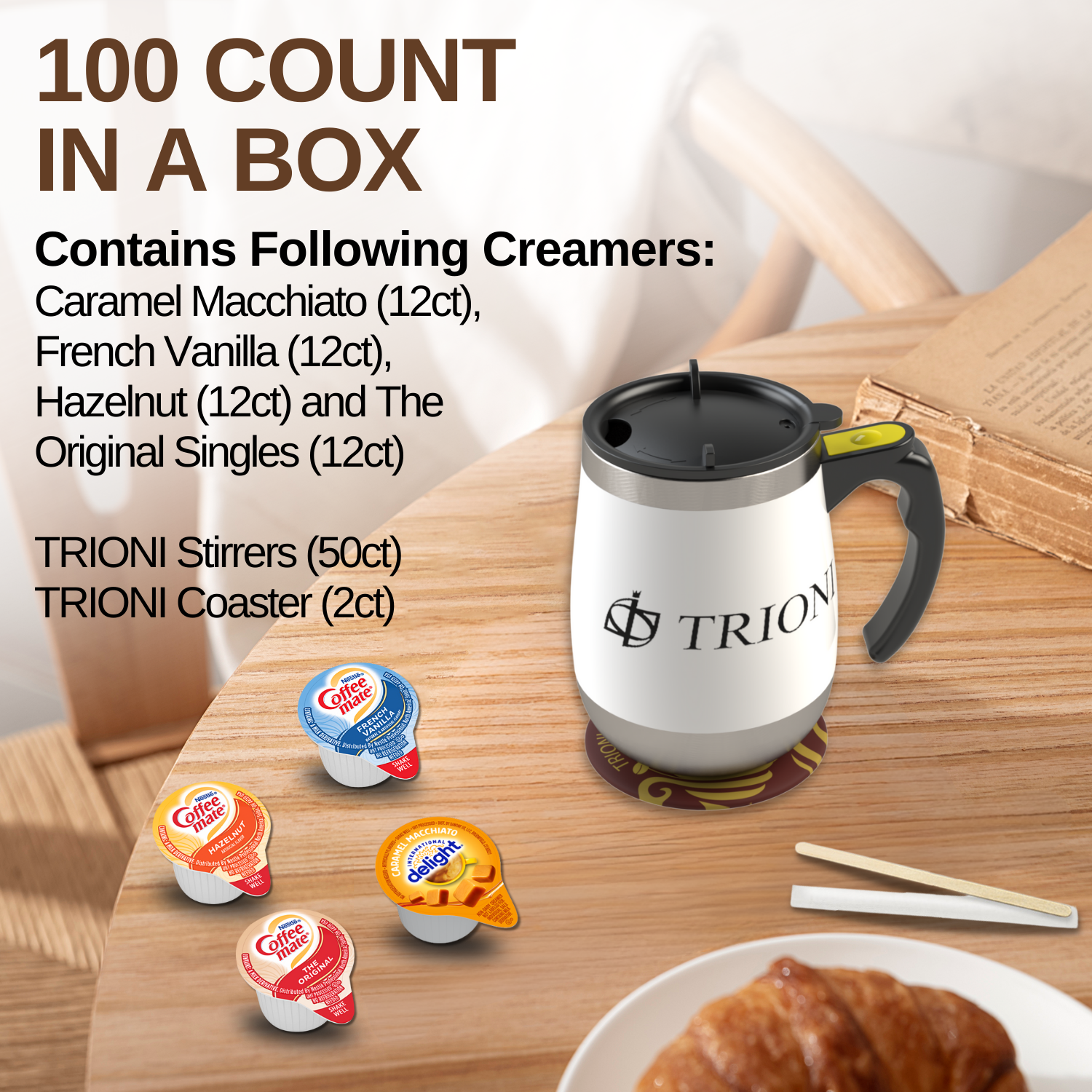 Coffee Mate Coffee Creamer Singles Variety Pack - Caramel Macchiato and 3 More Flavors - TRIONI Treats