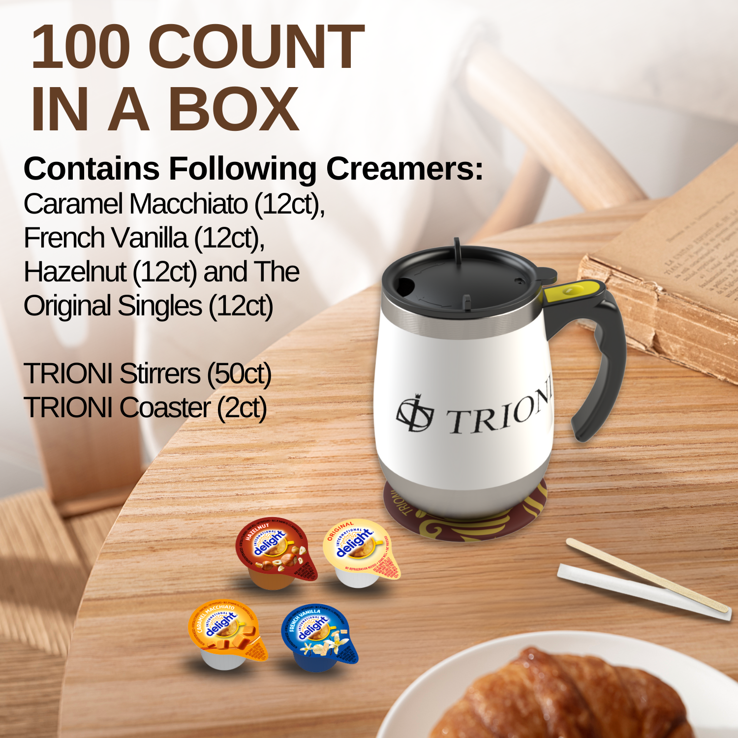 International Delight Coffee Creamer Singles Variety Pack - Caramel Macchiato and 3 More Flavors - TRIONI Treats