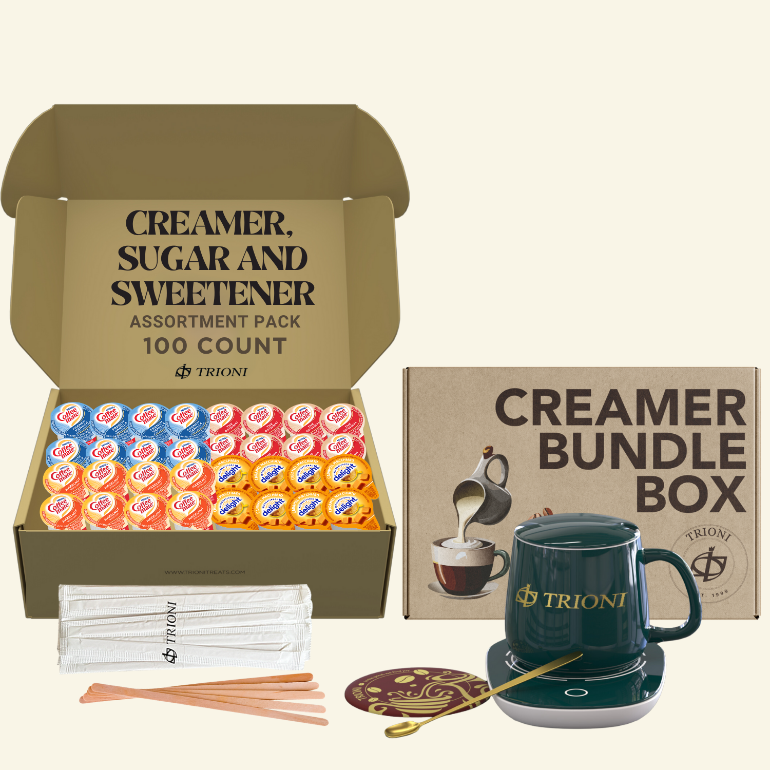 Coffee Mate Coffee Creamer Singles Variety Pack - Caramel Macchiato and 3 More Flavors - TRIONI Treats