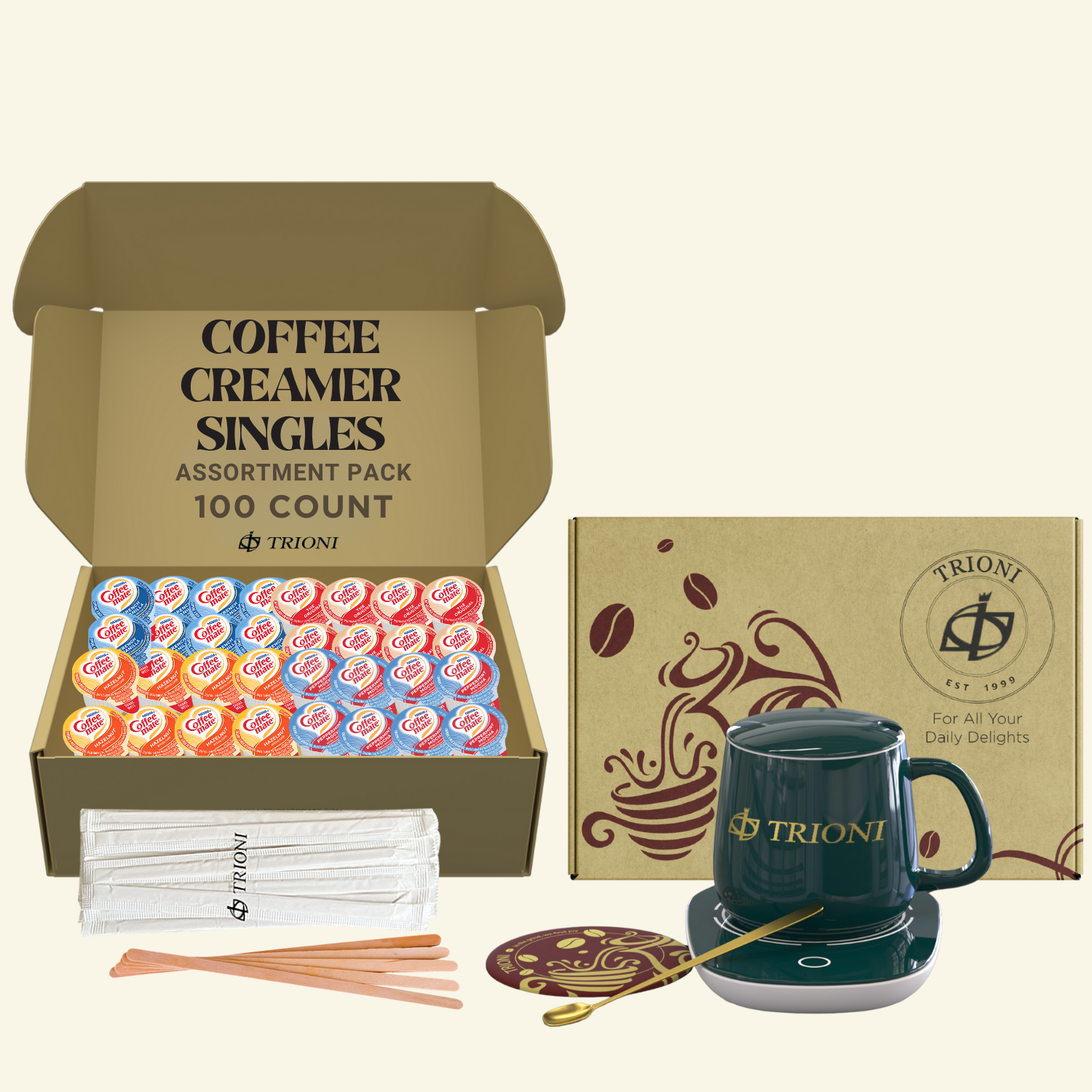 Coffee Mate Coffee Creamer Singles Variety Pack - Peppermint Mocha and 3 More Flavors - TRIONI Treats