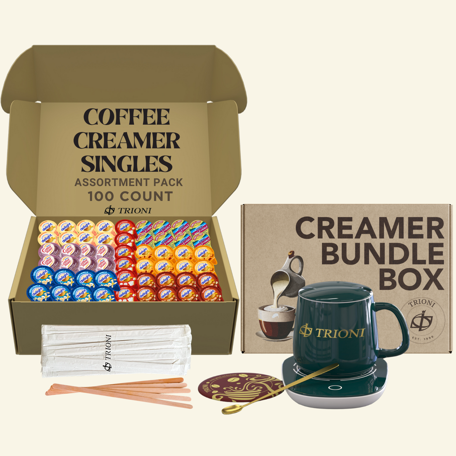 International Delight Coffee Creamer Singles Variety Pack - Sweet Cream, Italian Sweet Creme, and 5 More Flavors - TRIONI Treats
