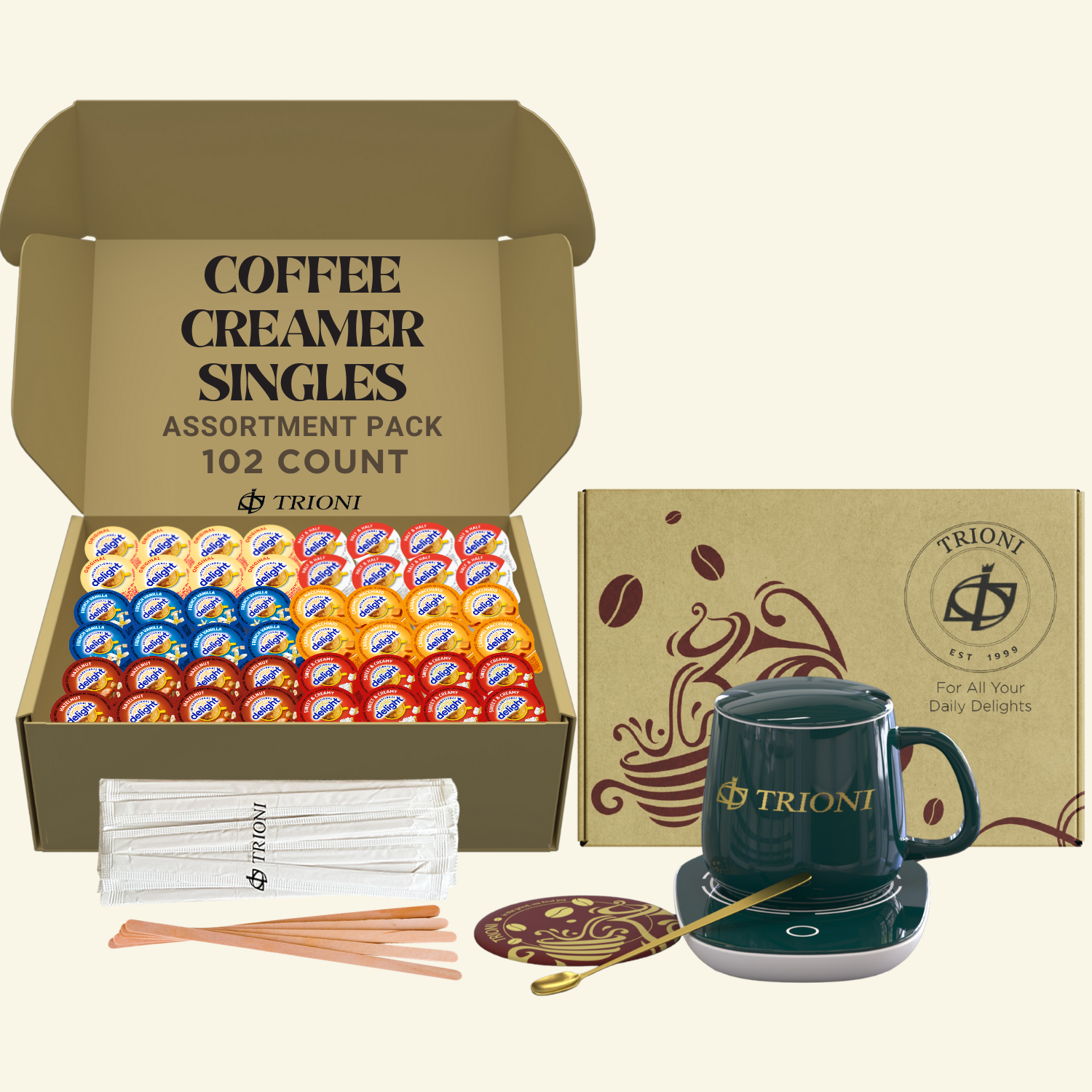 International Delight Coffee Creamer Singles Variety Pack - Sweet Cream and 5 More Flavors - TRIONI Treats