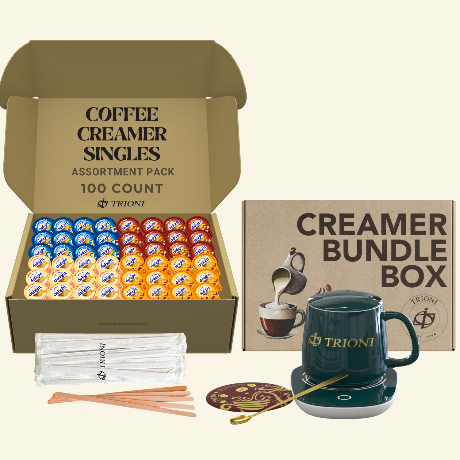International Delight Coffee Creamer Singles Variety Pack - Caramel Macchiato and 3 More Flavors - TRIONI Treats
