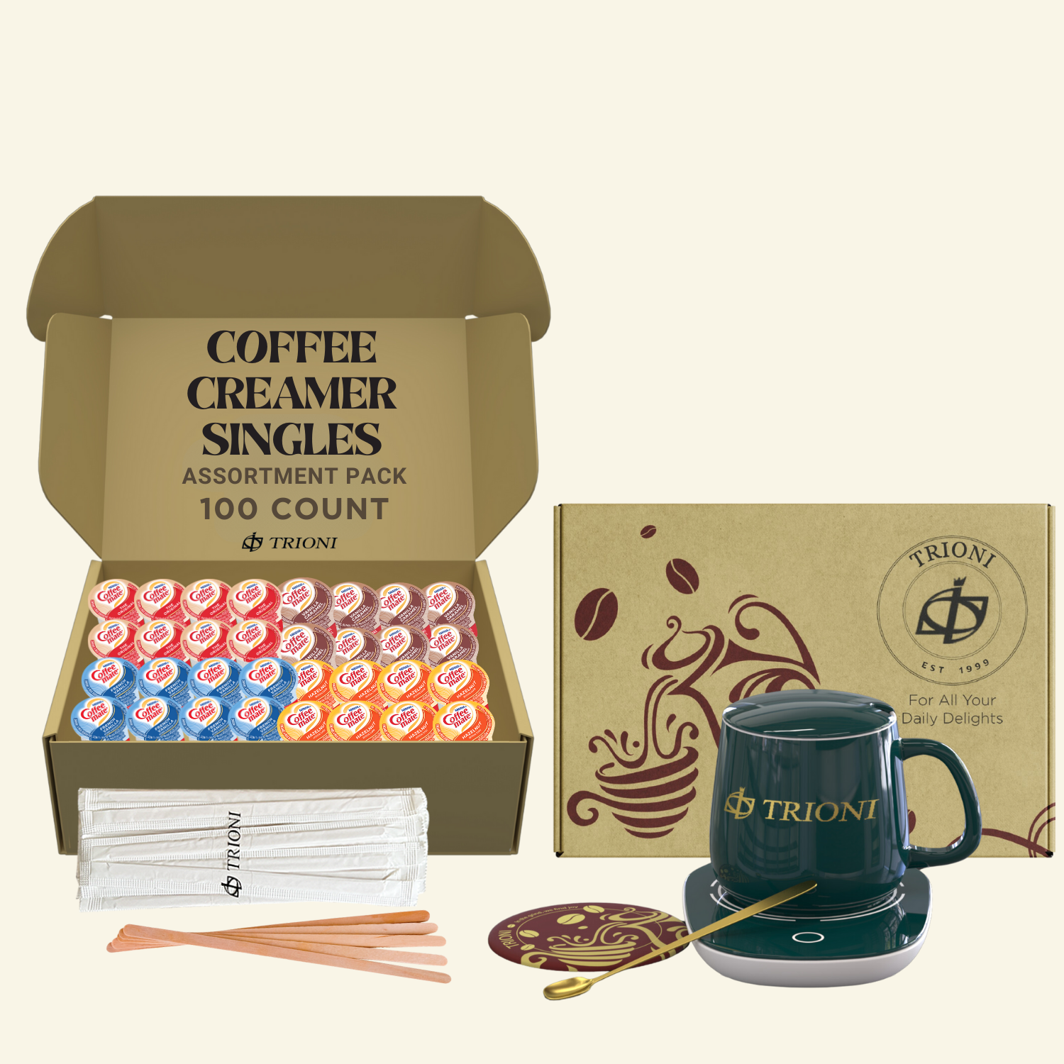 Coffee Mate Coffee Creamer Singles Variety Pack - Vanilla Caramel and 3 More Flavors - TRIONI Treats