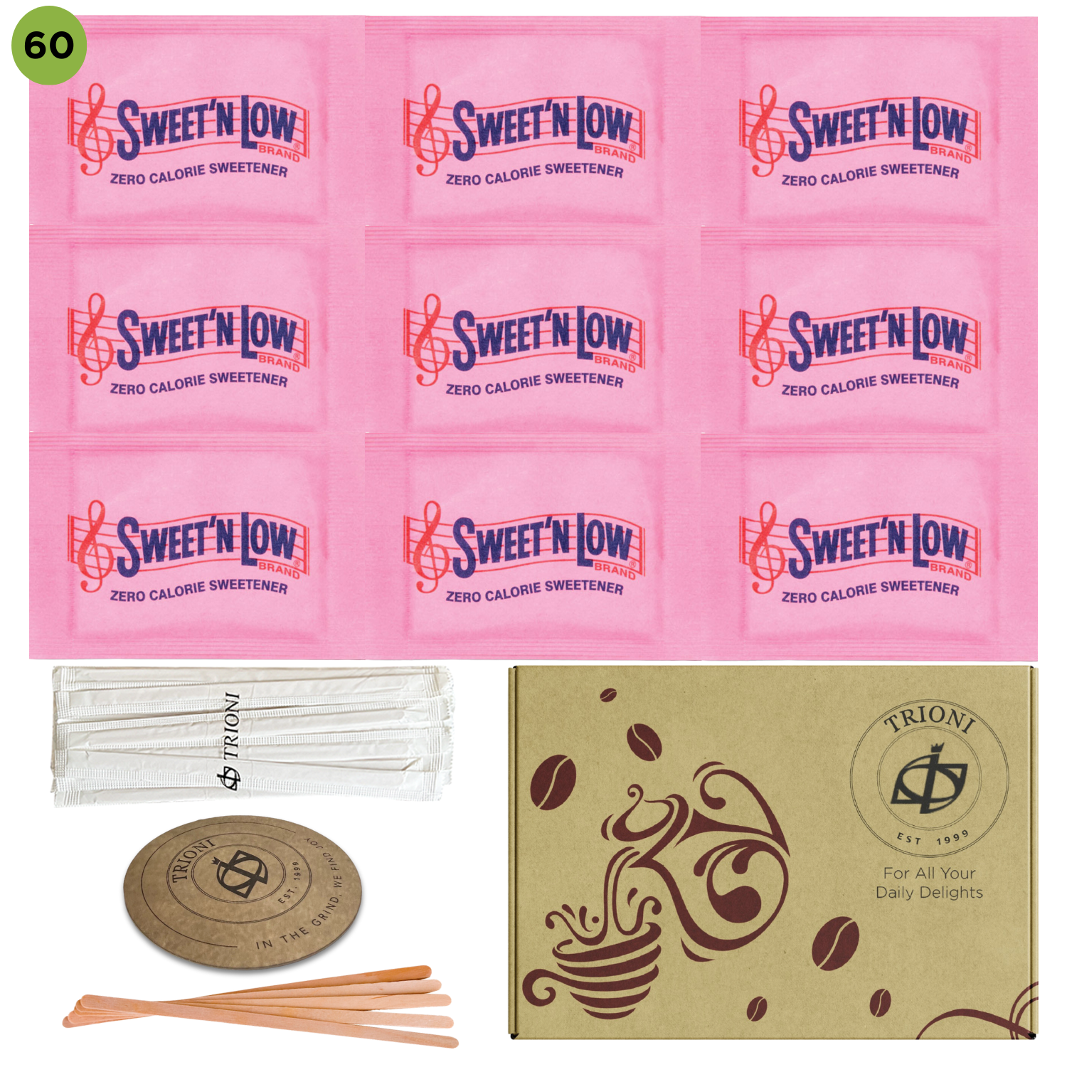Custom Sugar and Sweetener Assortment Packets - Mix & Match (40 - 60ct each) - TRIONI Treats