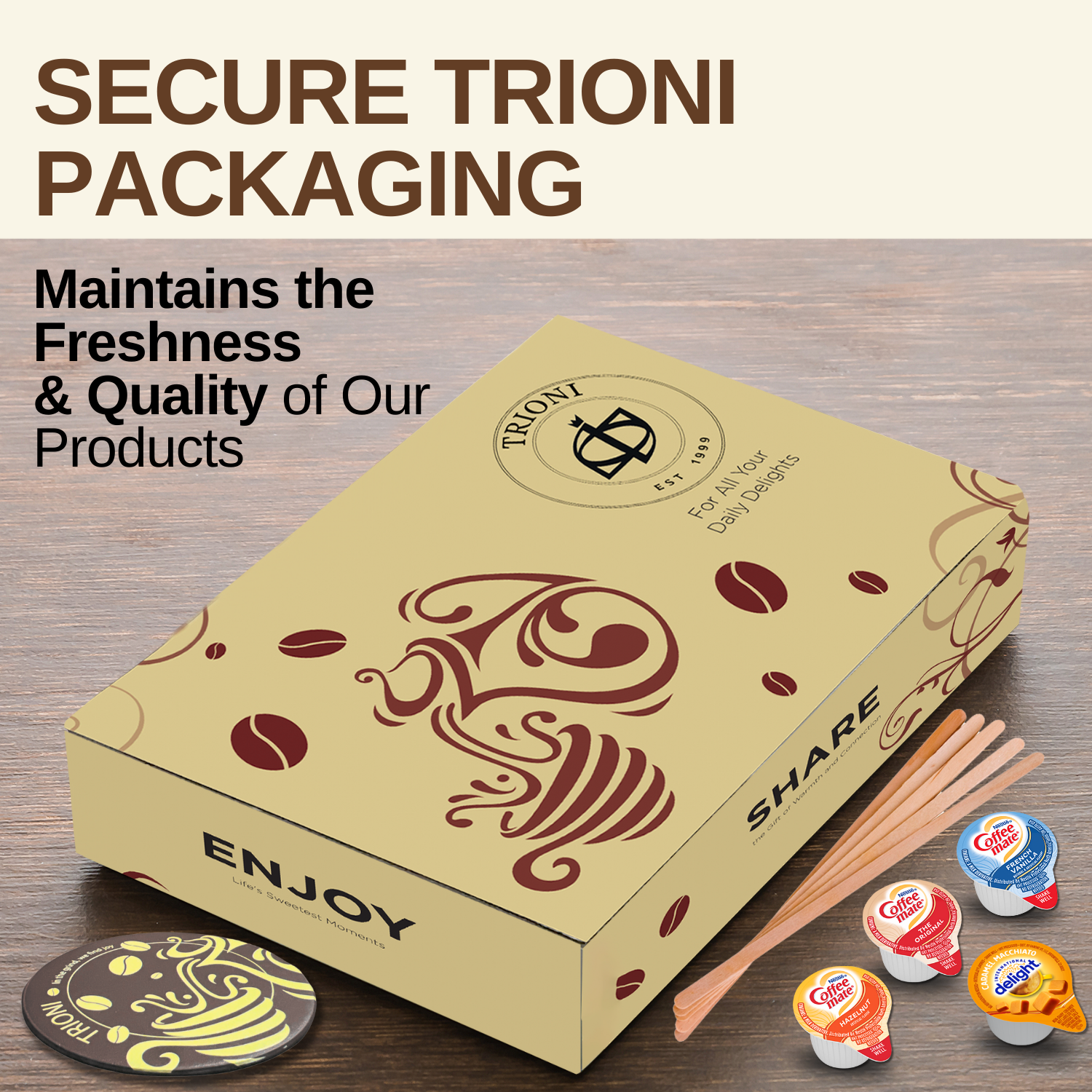 Coffee Mate Coffee Creamer Singles Variety Pack - Caramel Macchiato and 3 More Flavors - TRIONI Treats