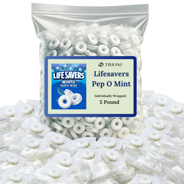 Life Savers Pep O Mint -Lifesavers Peppermint Individually Wrapped Hard Candy - 1, 2 & 5LB