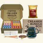 International Delight Coffee Creamer Singles with Ground Coffee - 101ct of Italian, Sweet Cream and 5 more Flavored Pods with 1x2.5 oz TRIONI Medium Roast Coffee Packets - TRIONI Treats