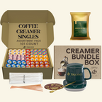 International Delight Coffee Creamer Singles with Ground Coffee - 101ct of Italian, Sweet Cream and 5 more Flavored Pods with 1x2.5 oz TRIONI Medium Roast Coffee Packets - TRIONI Treats