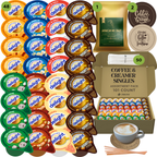 International Delight Creamer Singles with Medium Roast Flavored Ground Coffee Packets - 101 ct Creamer Pods & 1x2.5 oz Coffee Bag - TRIONI Treats