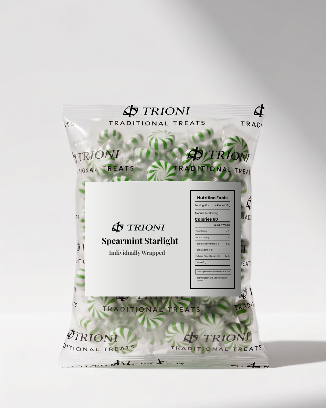 TRIONI Spearmint Mint Individually Wrapped Hard Candy - 2, 3 & 5LB - TRIONI Treats