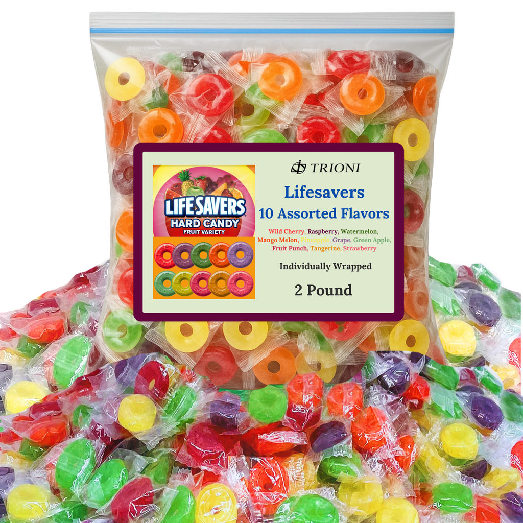 Life Savers Hard Candy Individually Wrapped - 2 LB of Lifesavers 10 Fruit Flavor