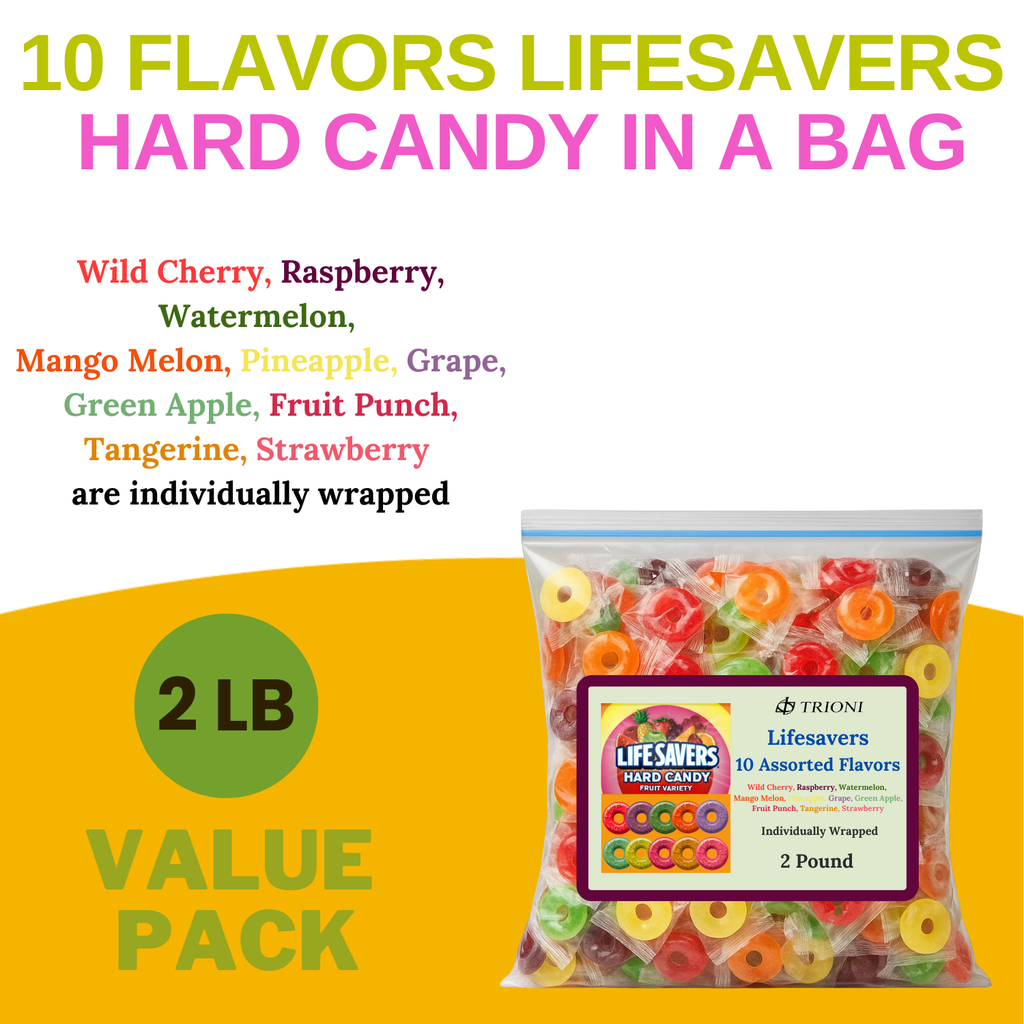 Life Savers Hard Candy Individually Wrapped - 2 LB of Lifesavers 10 Fruit Flavor