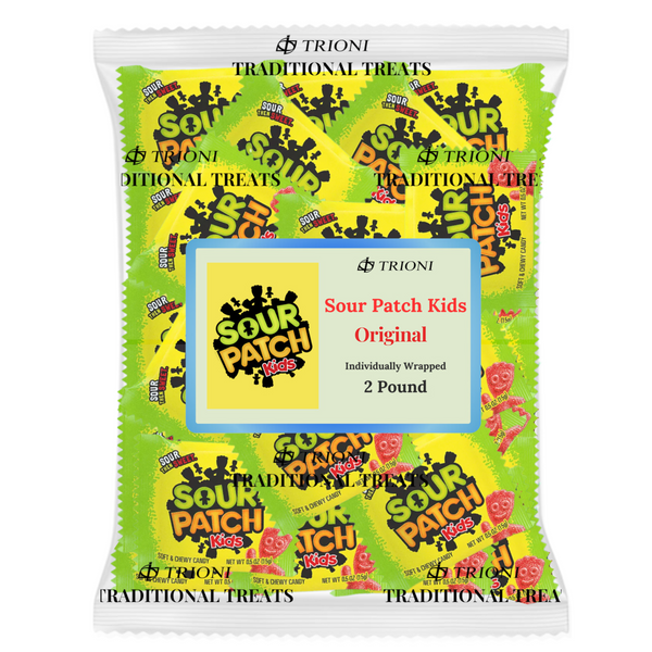 Sour Patch Kids Fun Size Candy - 2LB of Tropical, Watermelon, and Original Individually Wrapped Variety Pack