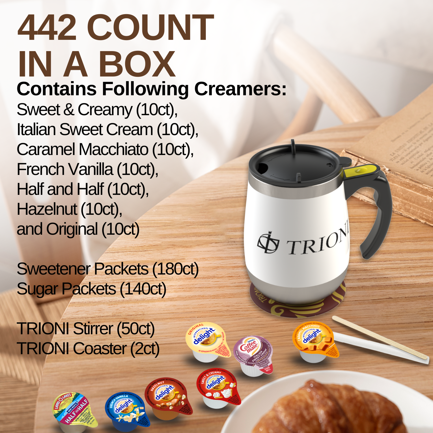 International Delight Coffee Creamer Singles Variety Pack - Sweet Cream, Italian Sweet Creme, and 5 More Flavors - TRIONI Treats